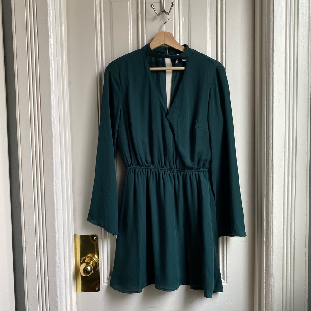 H&M Forest Green Bell Sleeve Dress